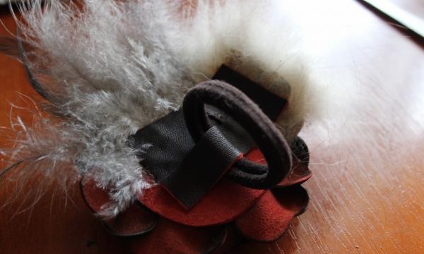 flower made of leather and fur