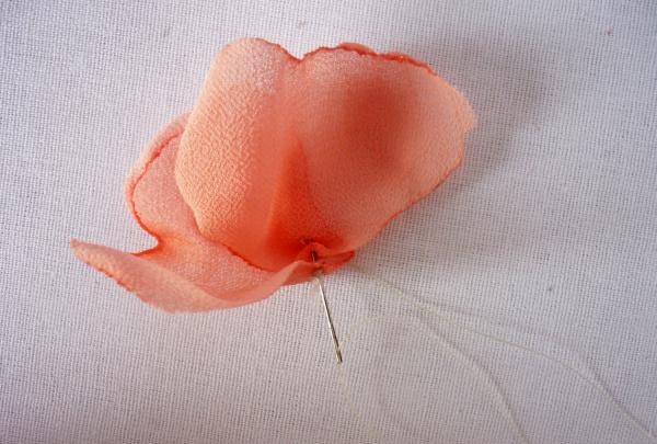 assembling a rose from fabric