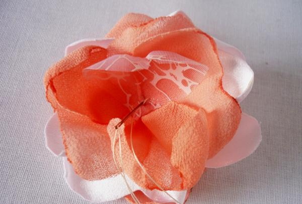 assembling a rose from fabric