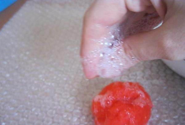 lightly moisten with soapy water