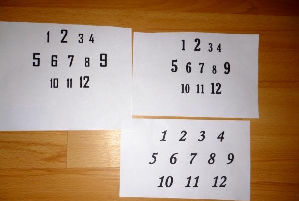 I cut out each number with a square.