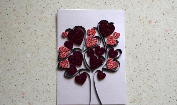 Quilling postcard Tree of Love