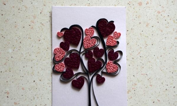 Quilling postcard Tree of Love