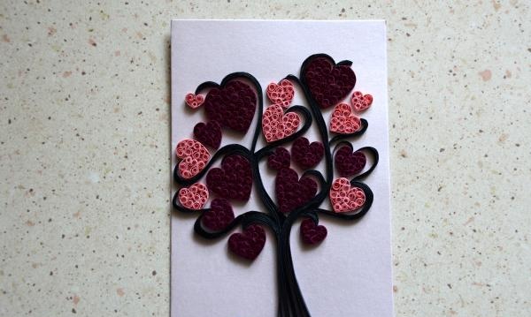 Quilling postcard Tree of Love