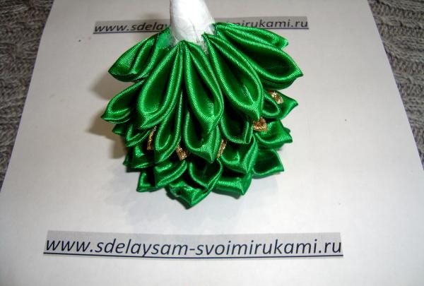 Christmas tree made of satin ribbon