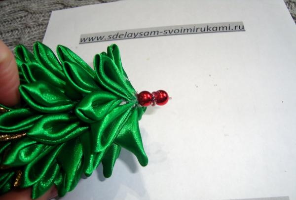 Christmas tree made of satin ribbon