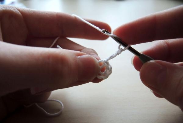 knitting a snowflake