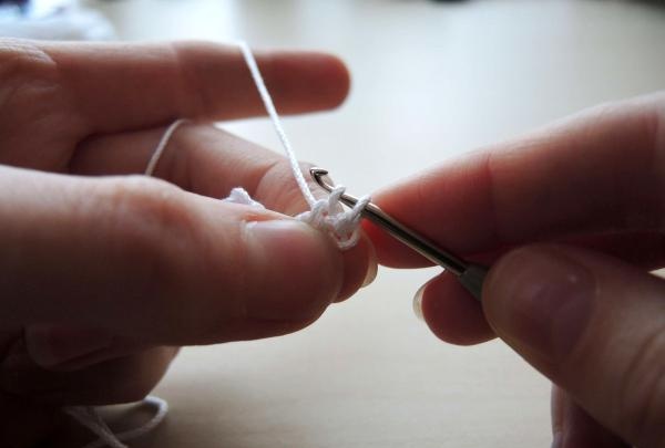 knitting a snowflake