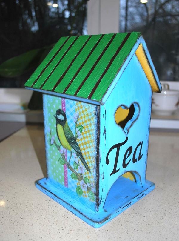 Tea house using decoupage technique