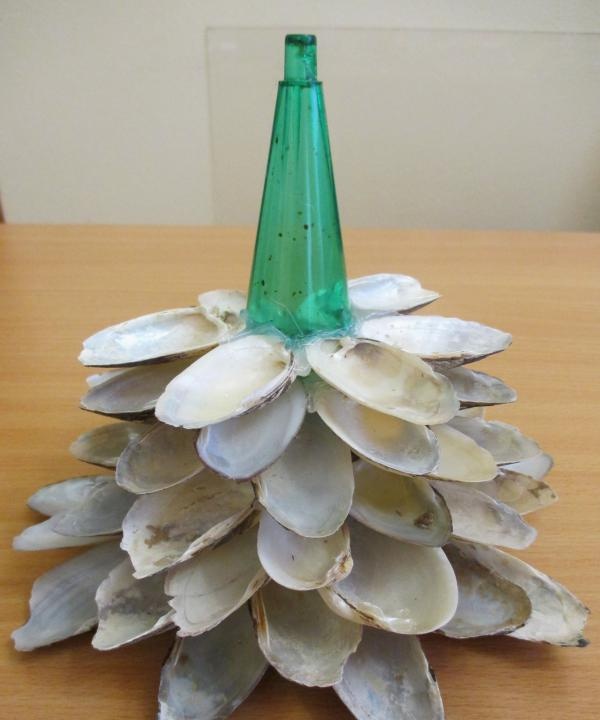 Christmas tree made of shells