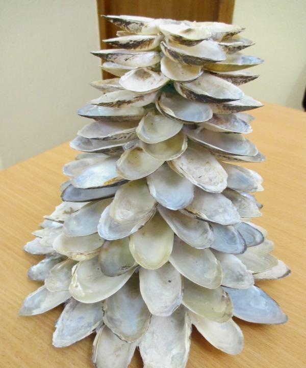 Christmas tree made of shells