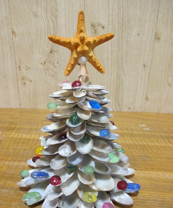 Christmas tree made of shells