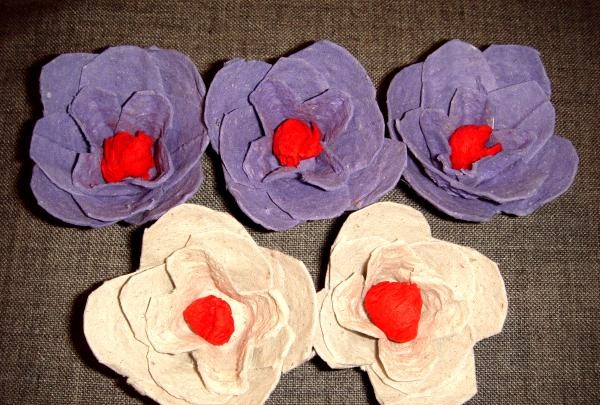 Roses from a paper egg tray