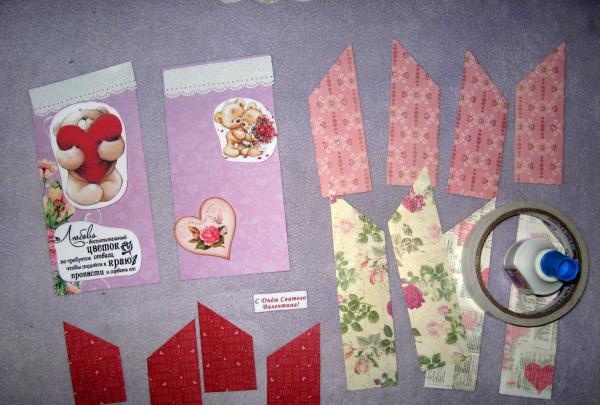 two pieces of satin ribbon into hearts