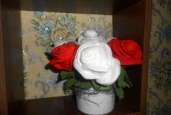 Roses made from cotton pads