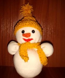 Snowman made from a sock