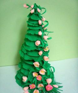 Christmas tree made of corrugated paper