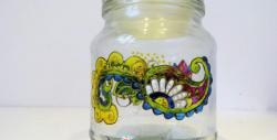 Stained glass painting of a jar