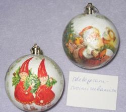 Decoupage de bolas navideñas de Año Nuevo.