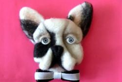 Brooch “Dog” made of wool