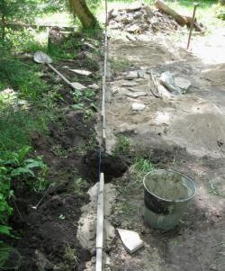 Laying the site with sandstone