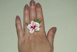 Cold porcelain ring with orchid