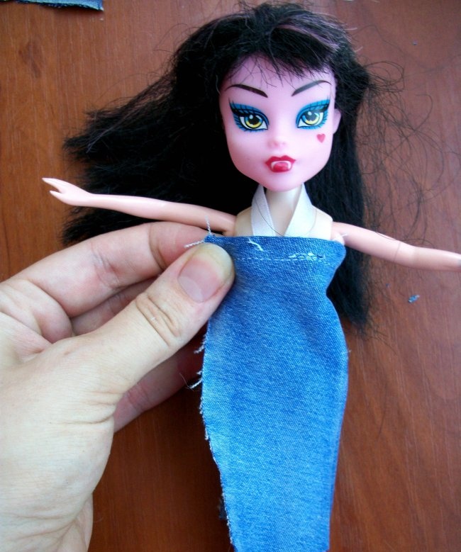 Clothes for a doll made from old jeans