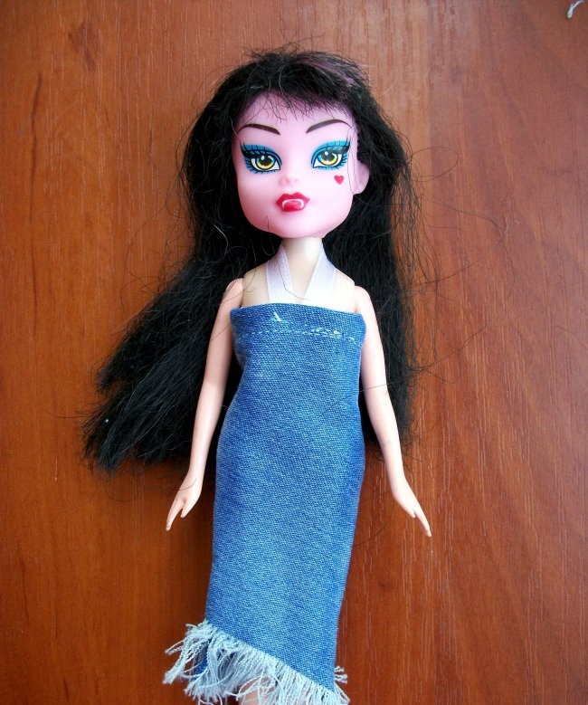 Clothes for a doll made from old jeans