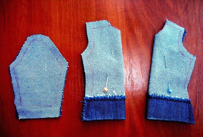 Clothes for a doll made from old jeans