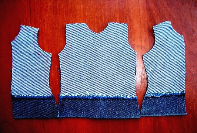 Clothes for a doll made from old jeans