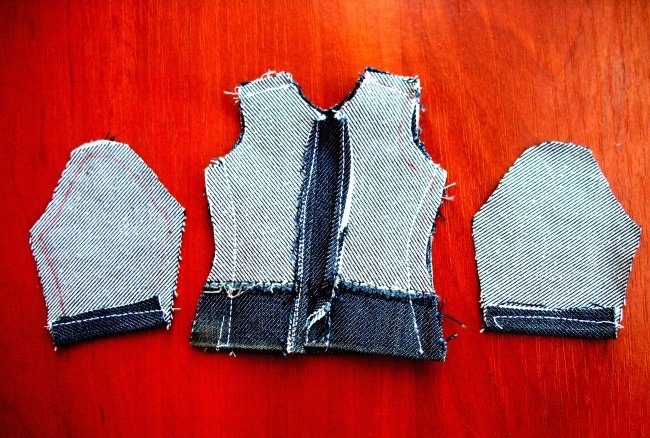 Clothes for a doll made from old jeans