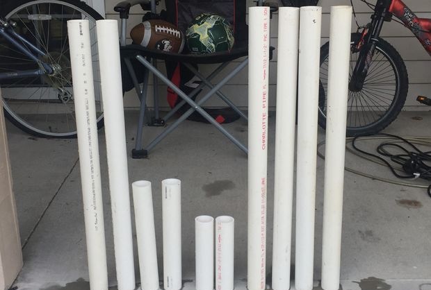 TV stand made of PVC pipes