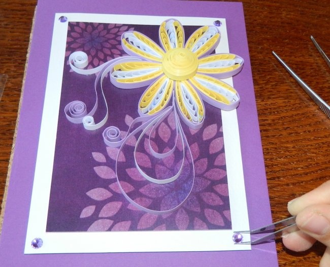 Postcard using quilling technique “Volume Flower”