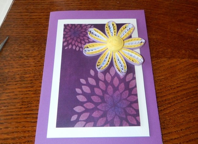 Postcard using quilling technique “Volume Flower”