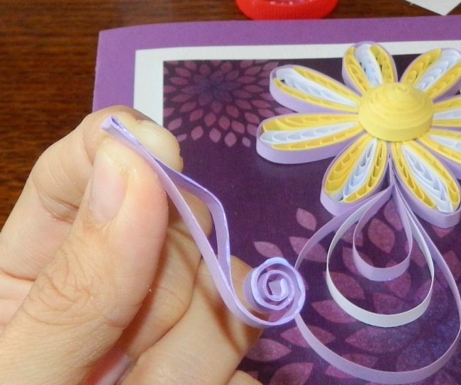 Postcard using quilling technique “Volume Flower”