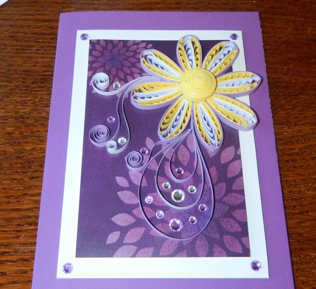 Postcard using quilling technique “Volume Flower”