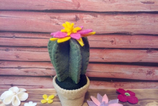 Felt cactus in a pot