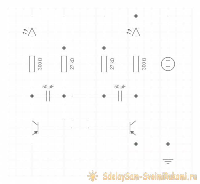 Simple flasher for two LEDs