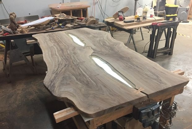 Solid board table and bench