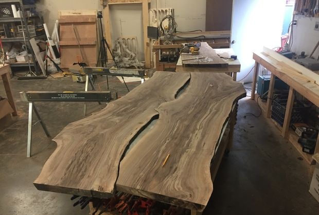 Solid board table and bench