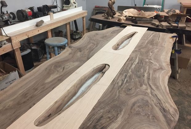 Solid board table and bench