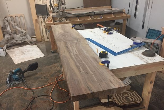 Solid board table and bench