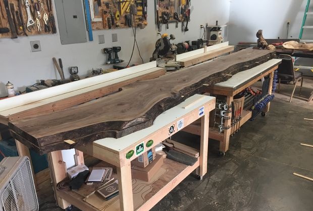 Solid board table and bench