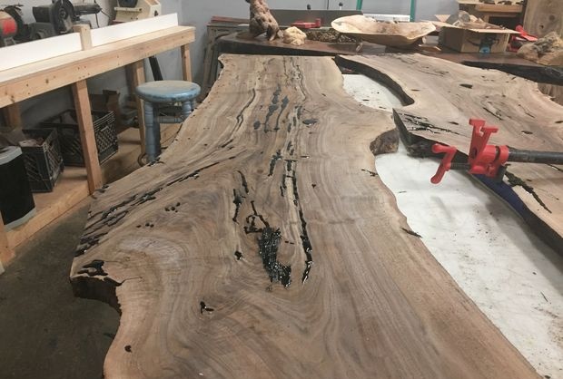 Solid board table and bench