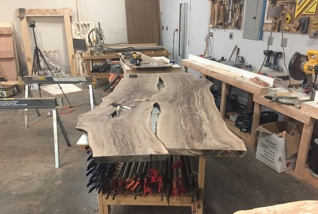 Solid board table and bench