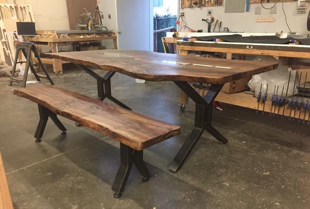 Solid board table and bench