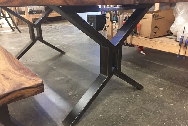 Solid board table and bench