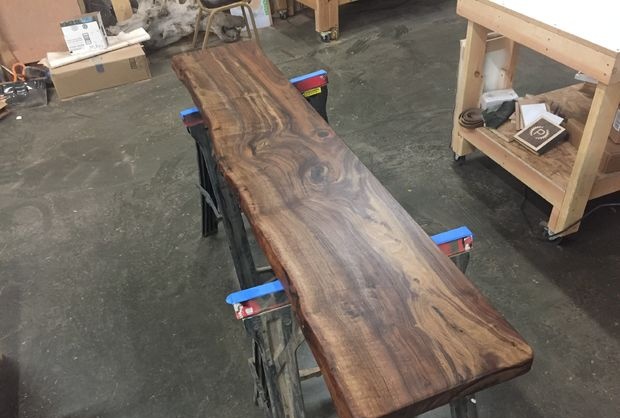 Solid board table and bench