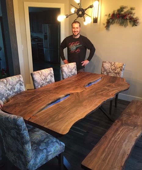 Solid board table and bench