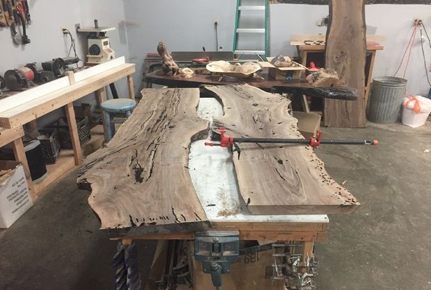 Solid board table and bench